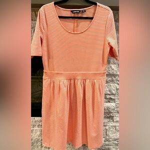 Lands‎ End Medium (10-12) Peach Sheath cotton blend striped dress